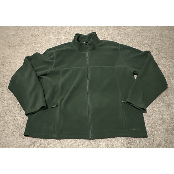 L.L. Bean Men 2XL Fleece Jacket Full-Zip Pockets Green Polartec Vintage - Picture 1 of 10